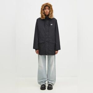 NWT Vans The Original jacket Parka Wm Tanner Hood Faux Fur Black Oversized Sz XS